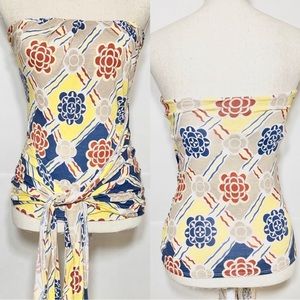 Anthropologie Ric Rac Floral Print Tie Up Tube Top